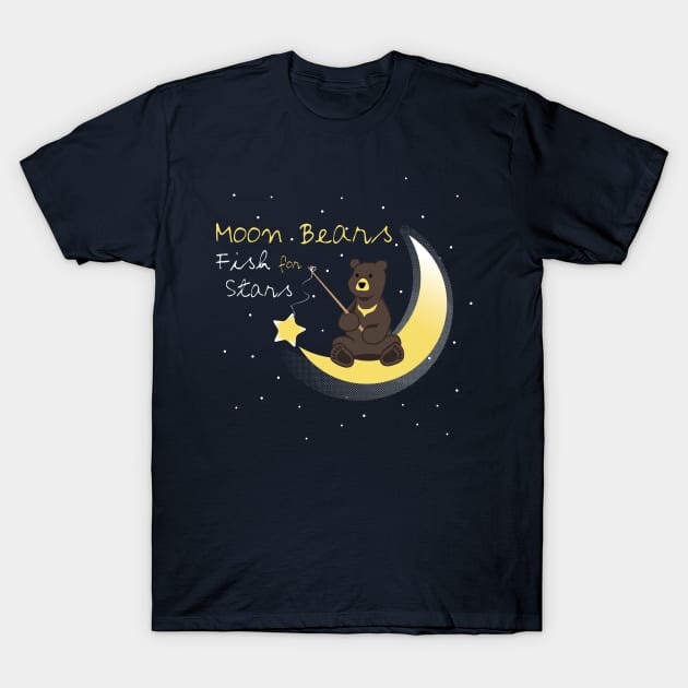 Moon Bears Fish for Stars T-Shirt by LittleBearArt